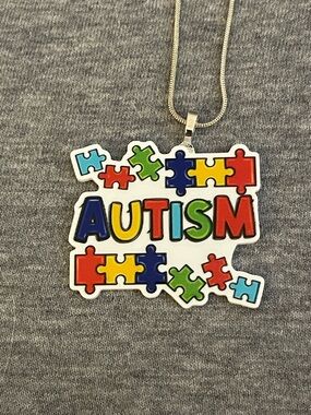 Autism Puzzle Necklace Pendant in Multi-Color